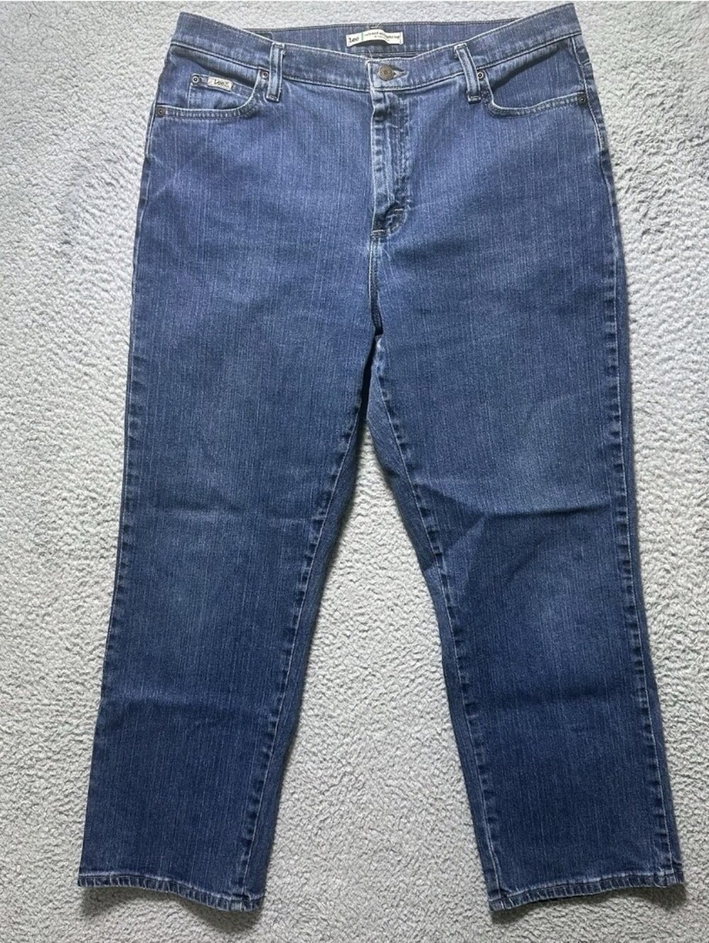 Lee Jeans At the Waist, Women's 14P Petite Relaxed, Straight Leg Blue